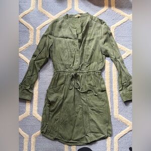 Lucky Brand Olive Green Utility Shirt Dress